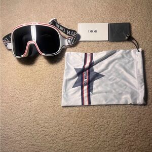 Dior Black and White Ski Goggles with bag